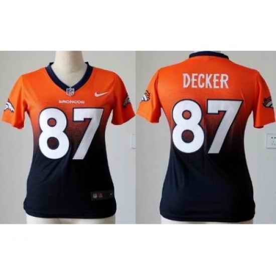 Women Nike Denver Broncos 87 Eric Decker Orange Blue Elite Drift Fashion II NFL Jerseys